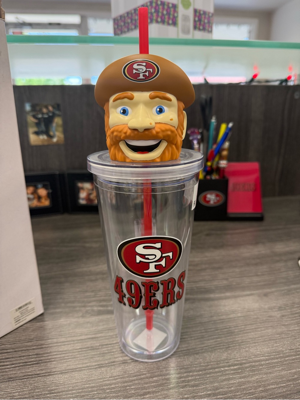 NFL Clear 49er Tumbler with Red Straw and Holographic NFL Seal SAM!!